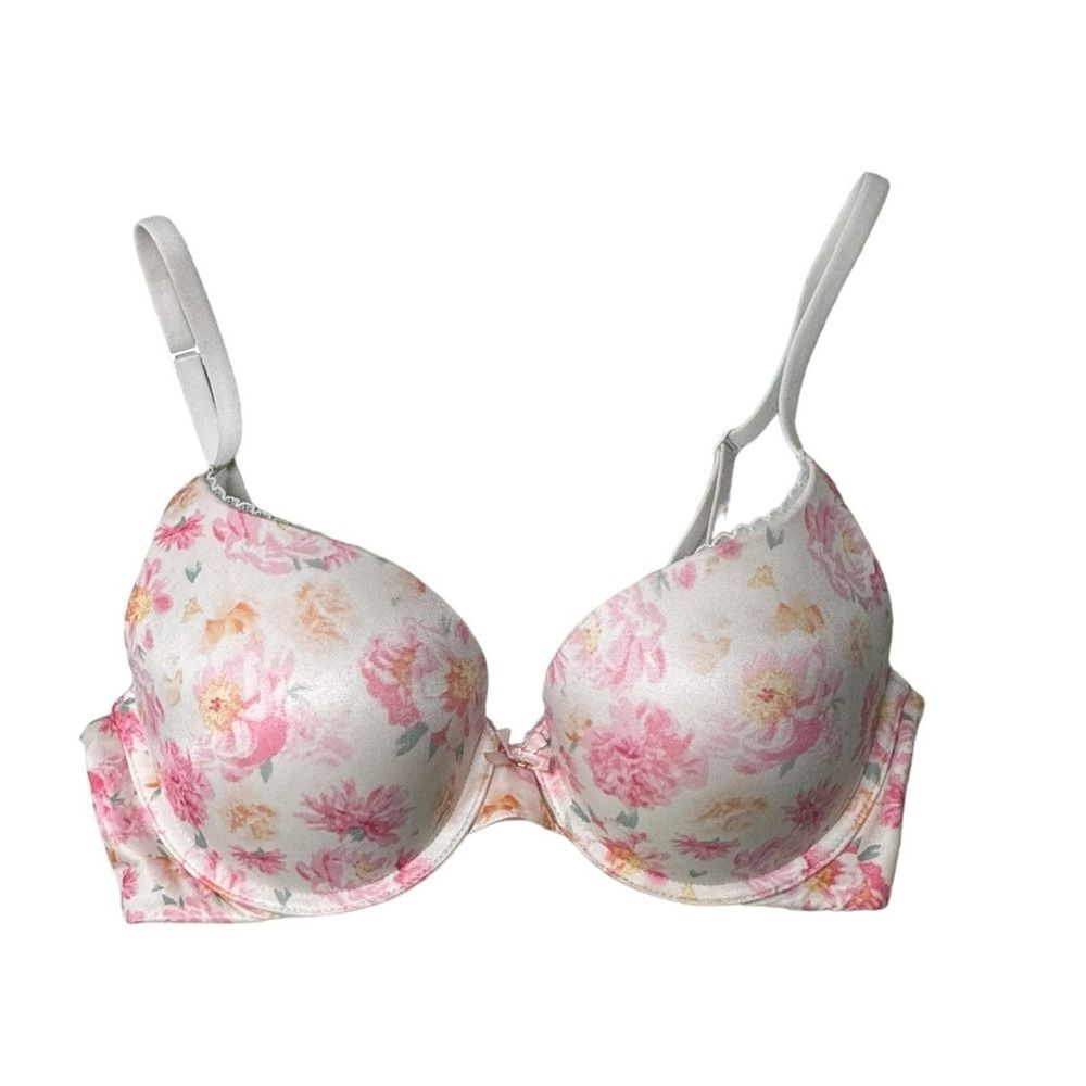 Victoria’s Secret Body By Victoria Perfect Shape Bra Floral Pink White Size 32D